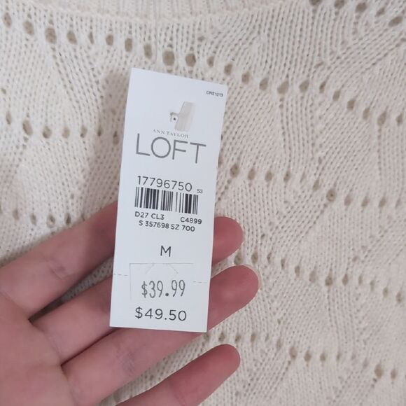 NWT LOFT Women's Cream Knit Sweater - Picture 2 of 8